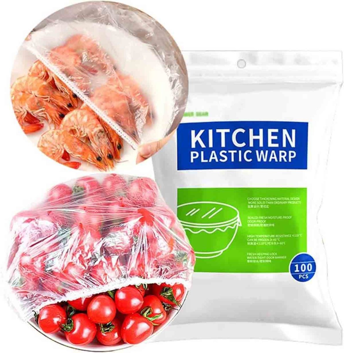 100 Pcs Fresh Stretch Plastic Bags Food Covers