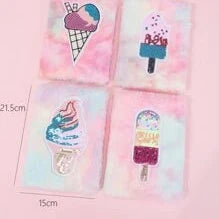 Ice Cream Plush & Glitter Cover NoteBook