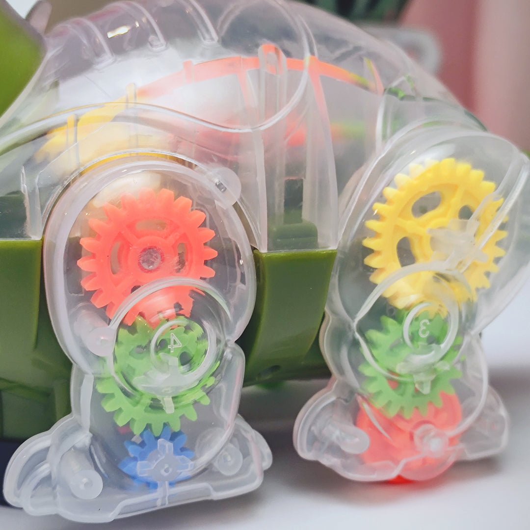 3D Transparent Gear Dinosaur with Music and Lights Toy
