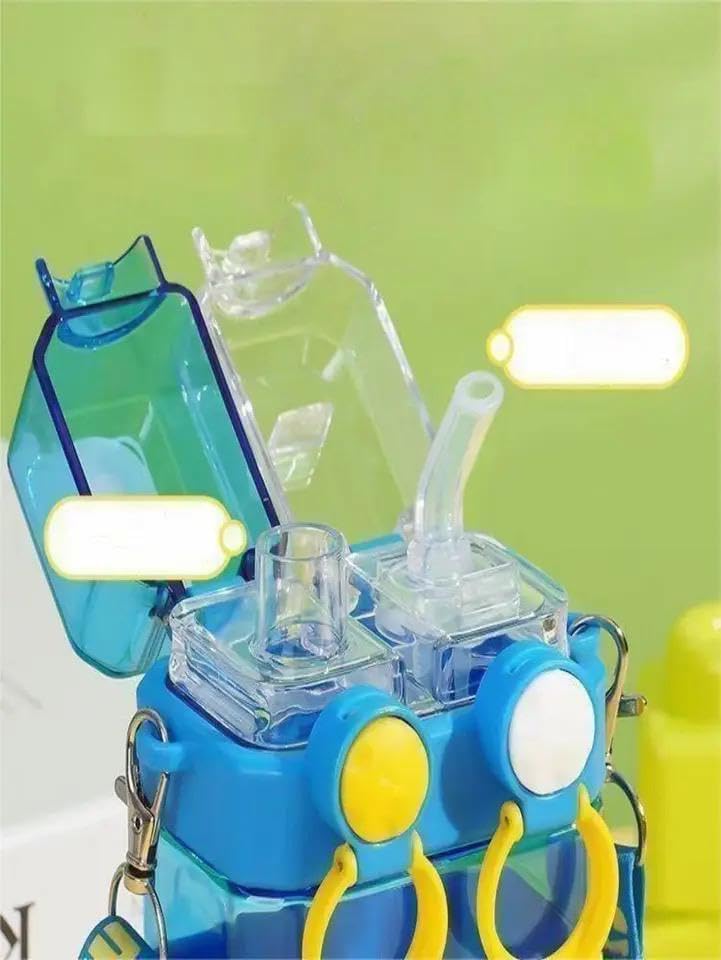 Straw & Nozzle Sports Drinking Water Bottle