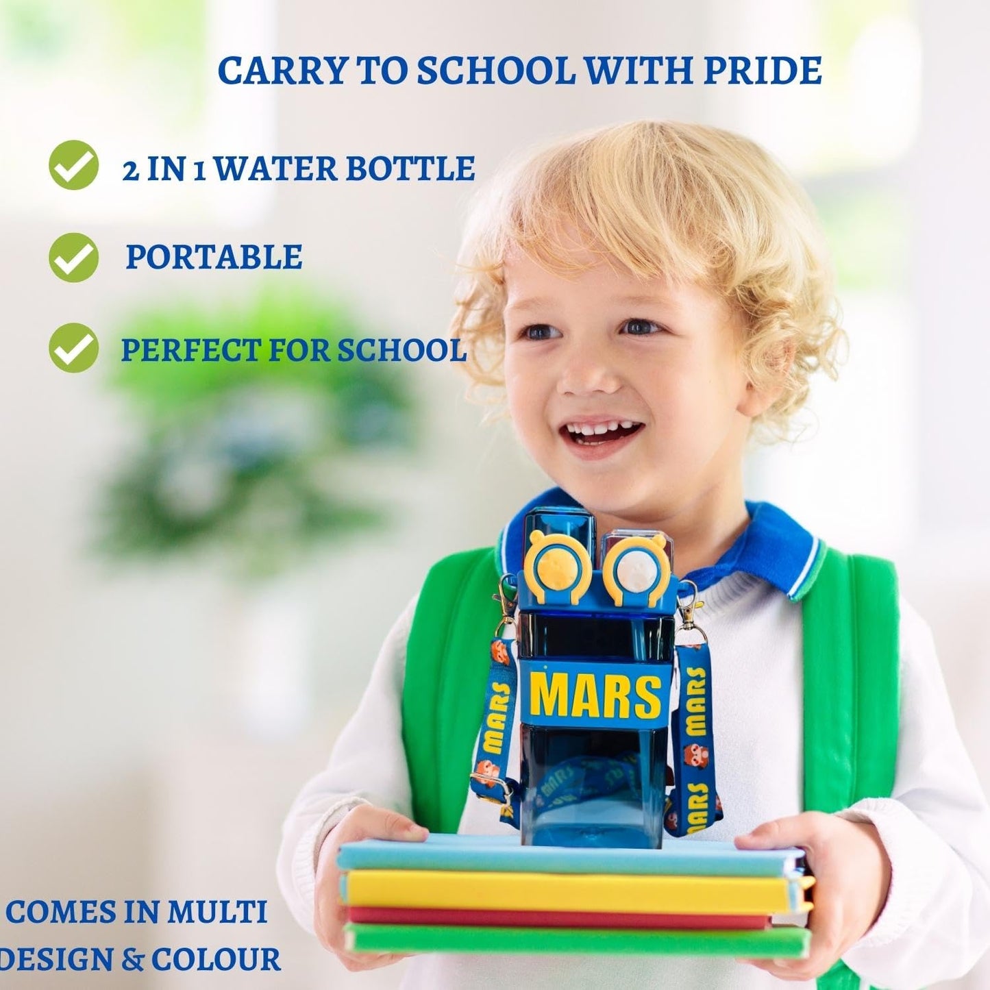 Straw & Nozzle Sports Drinking Water Bottle
