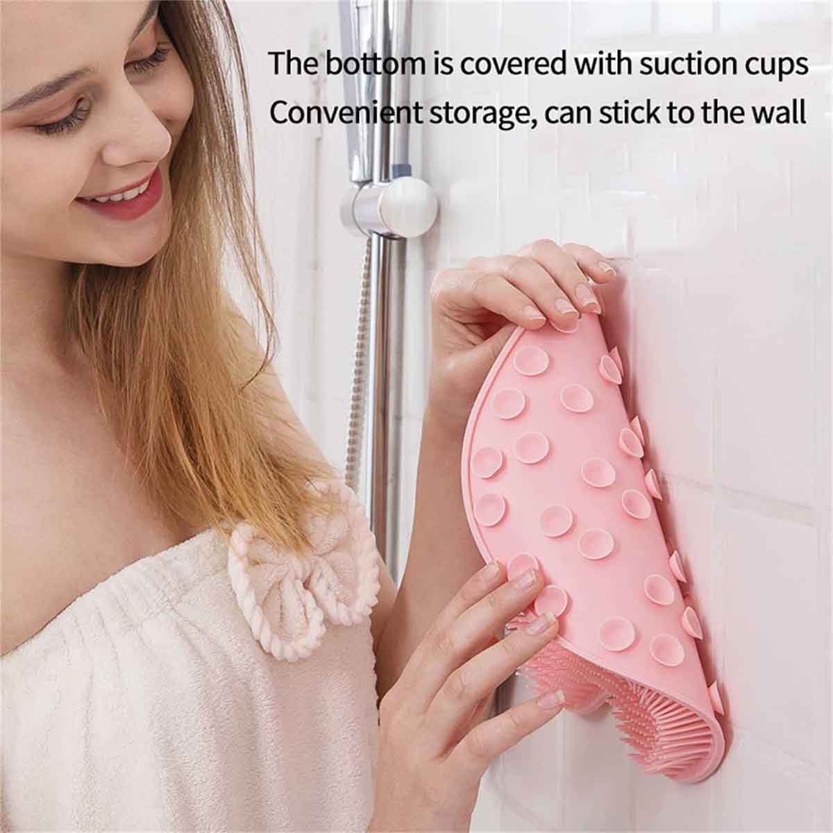 Bathroom Back Scrubber Wall Mounted Suction Cup Silicone
