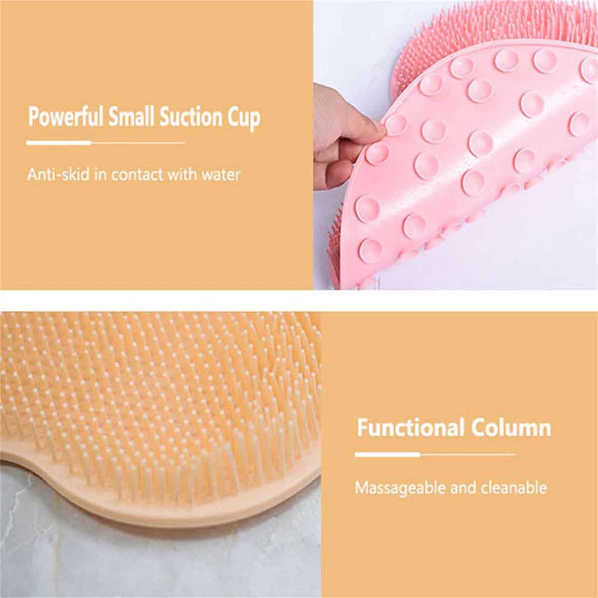 Bathroom Back Scrubber Wall Mounted Suction Cup Silicone