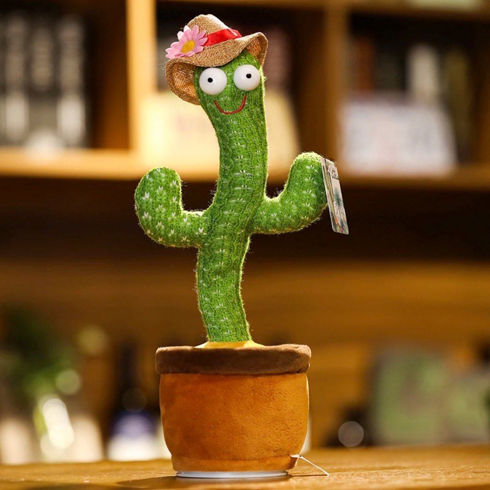 Full Size Dancing Talking Cactus With Hat Muffler Toy