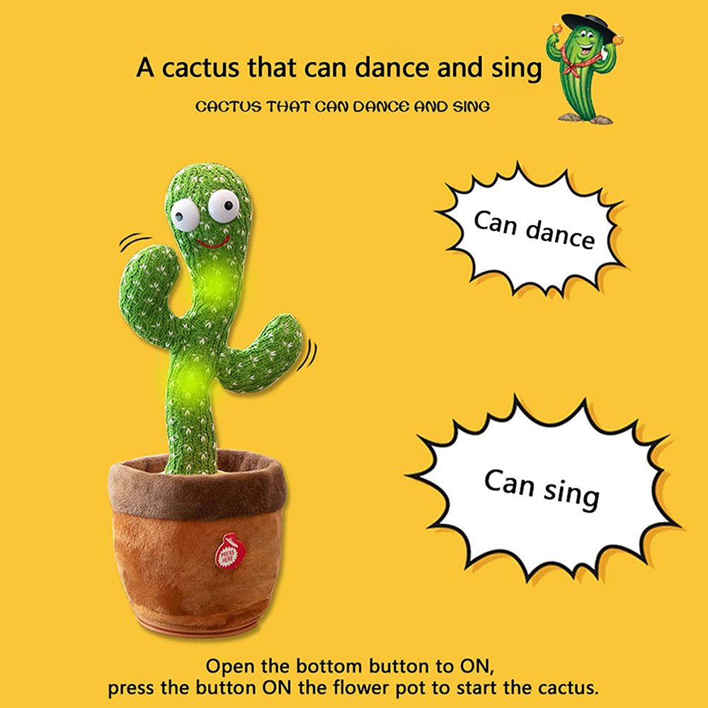 Full Size Dancing Talking Cactus With Hat Muffler Toy