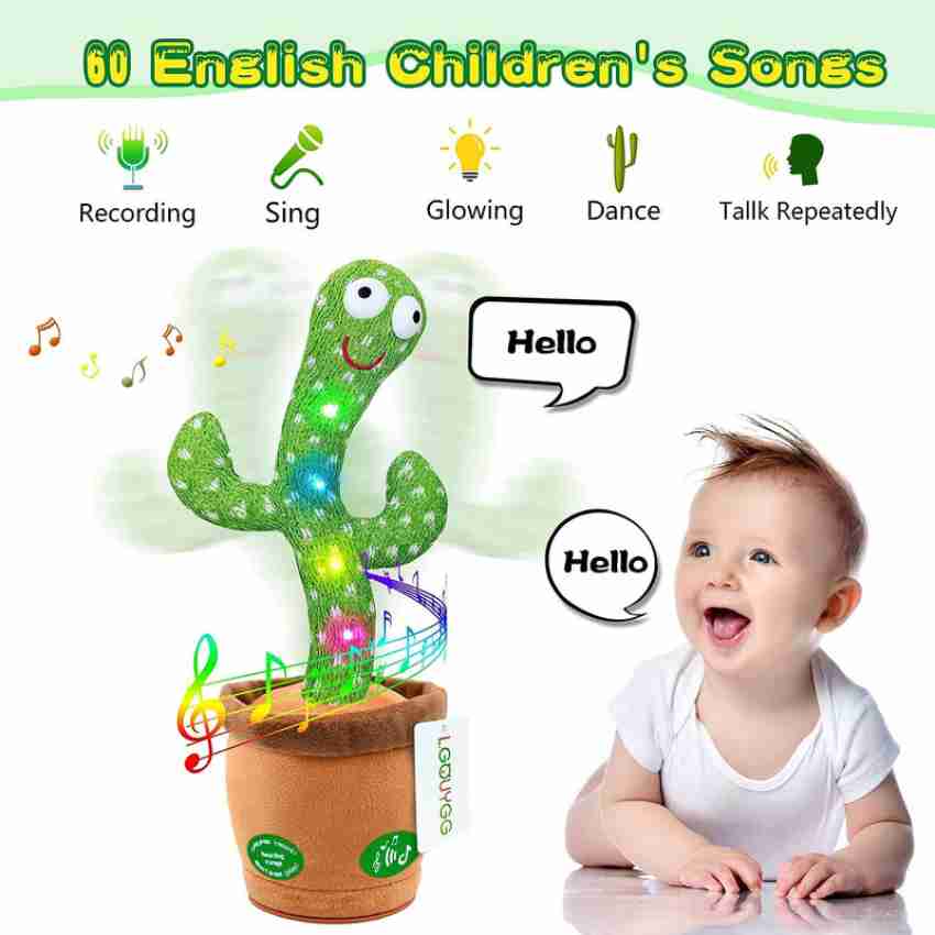 Full Size Dancing Talking Cactus With Hat Muffler Toy
