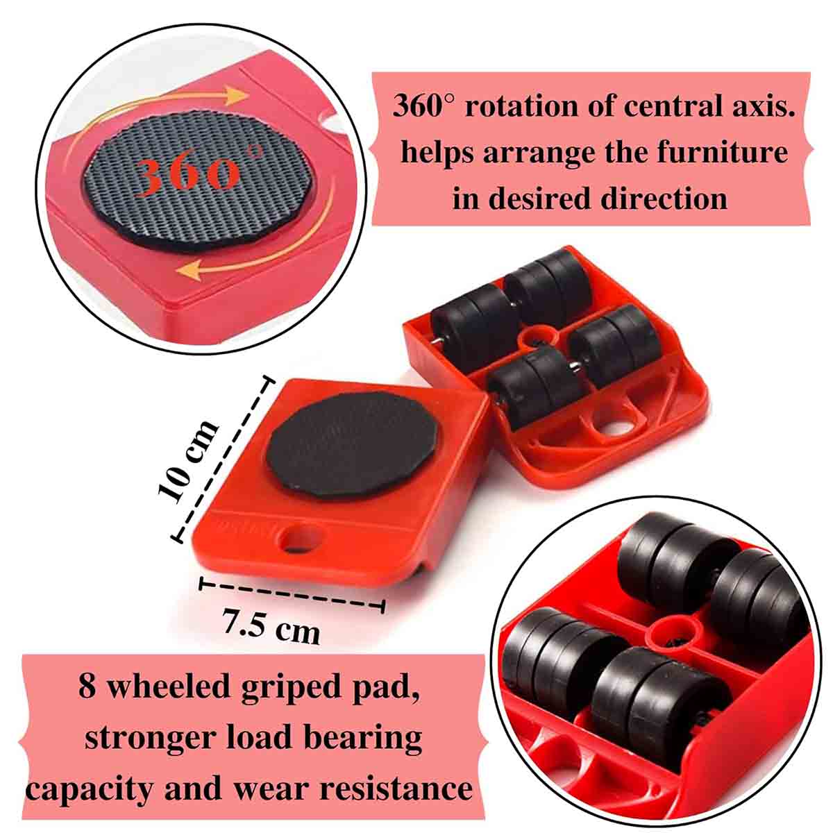 Furniture Lifter Mover Tool Set with Furniture Pads Lifting