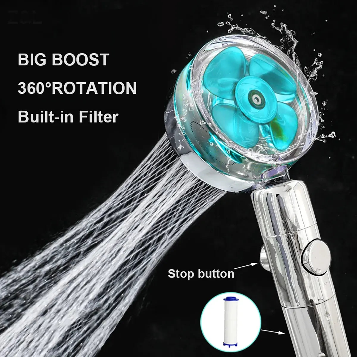 Hydro Shower Jet High Pressure Turbo Head Set