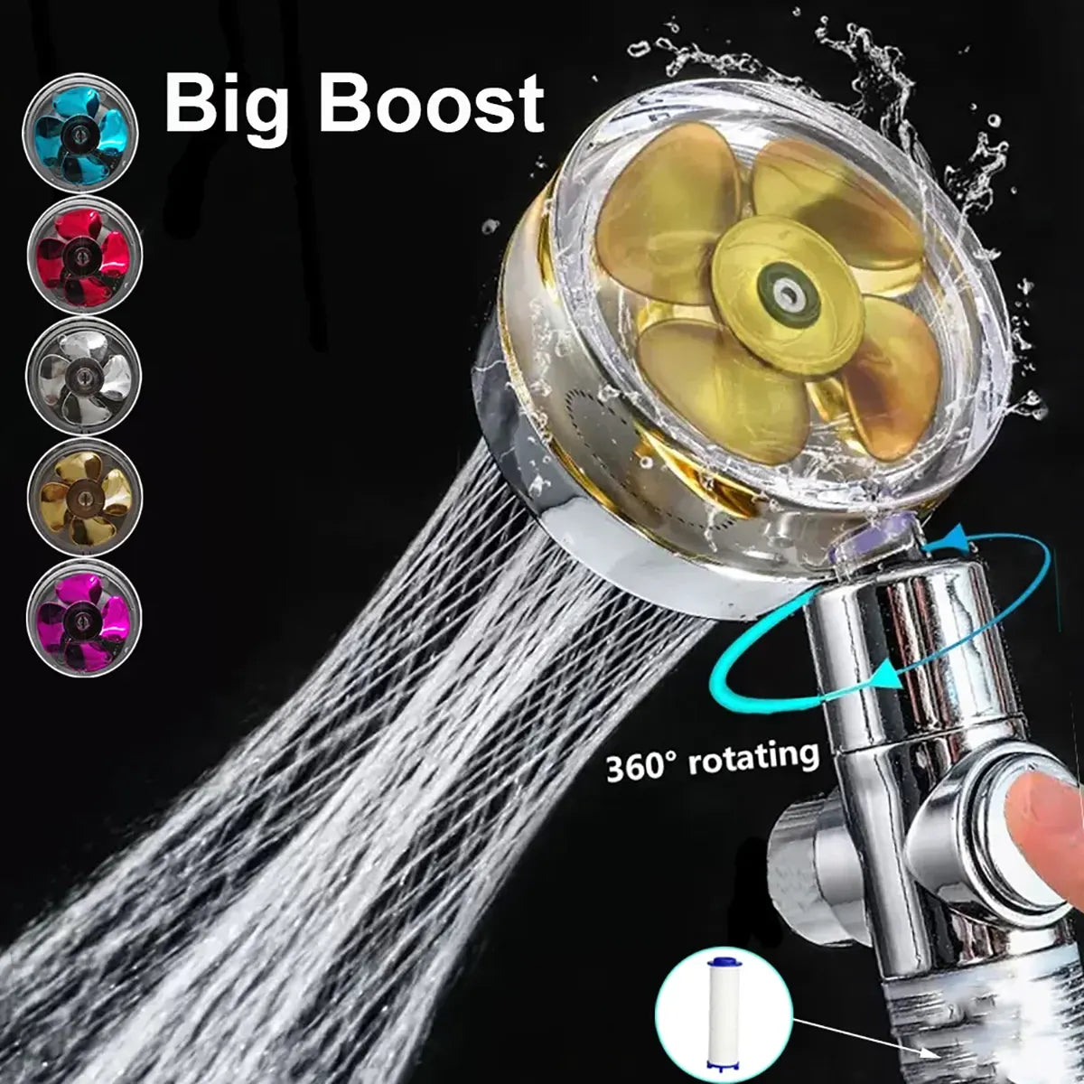 Hydro Shower Jet High Pressure Turbo Head Set