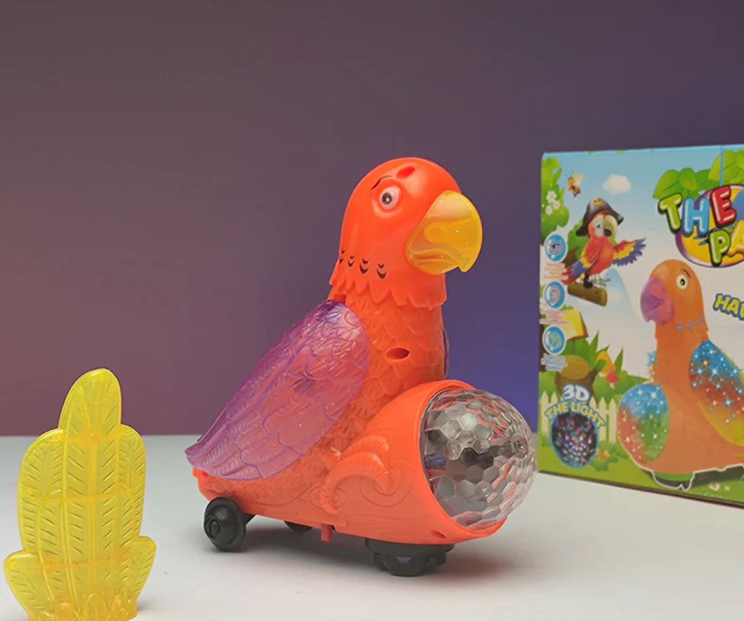 Musical Parrot Toy with 4D Lights and Music for Kids