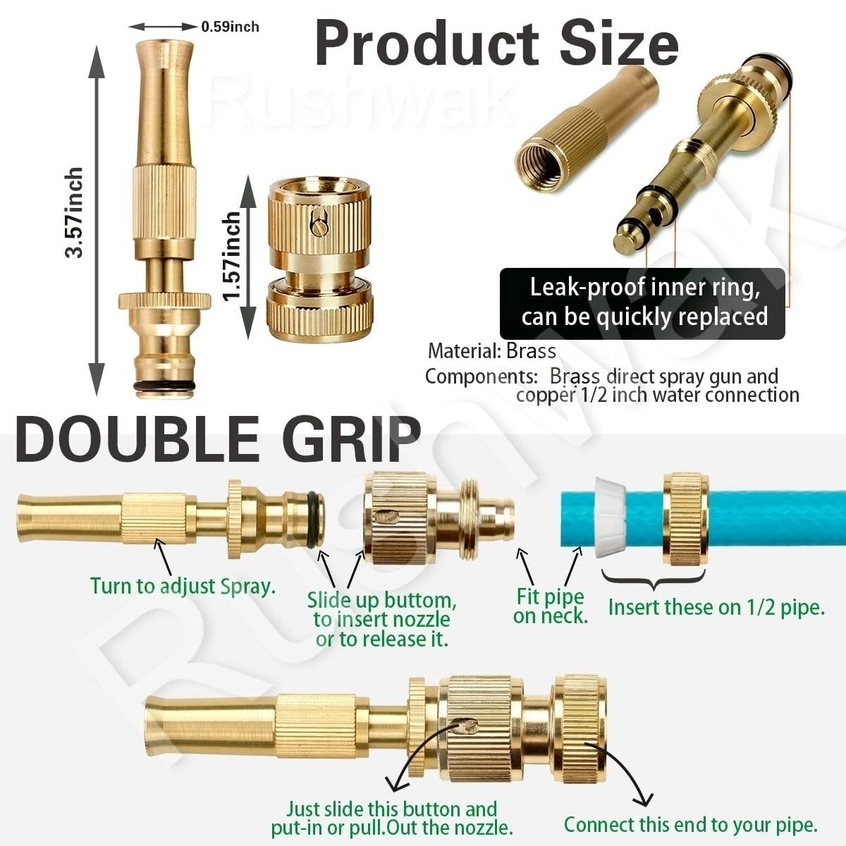 Heavy Duty Adjustable Twist Hose Nozzle