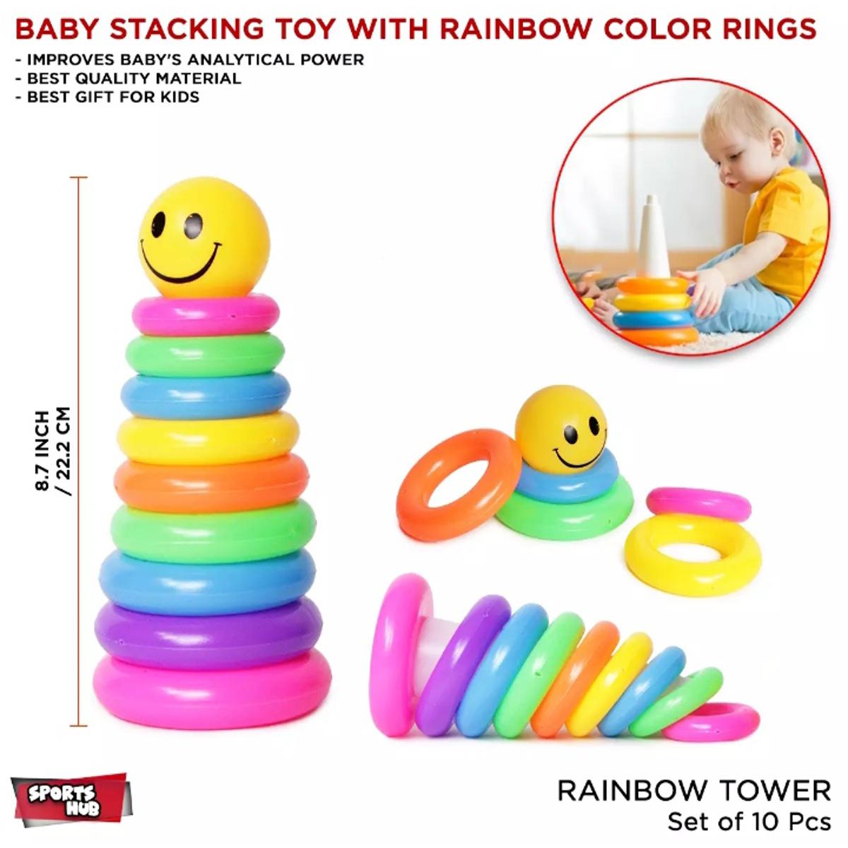 Ring Stacking Set Early Educational Toddlers Colours Recognition Shape Size Toy for Kids