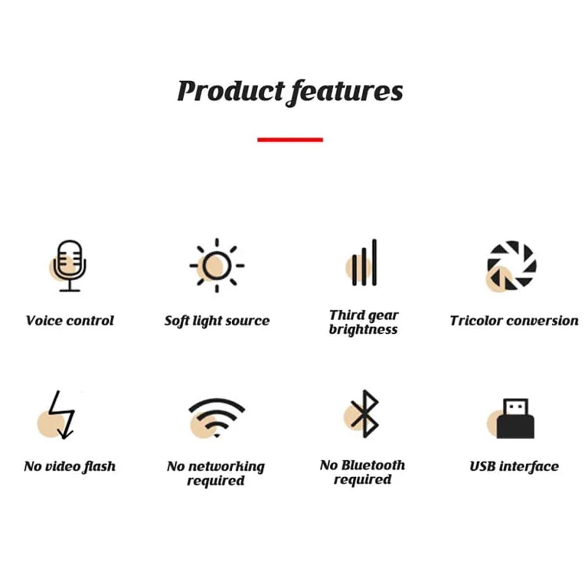 Voice Control USB Light for Laptop Keyboard Sound Control 3 Color 4 Lvls