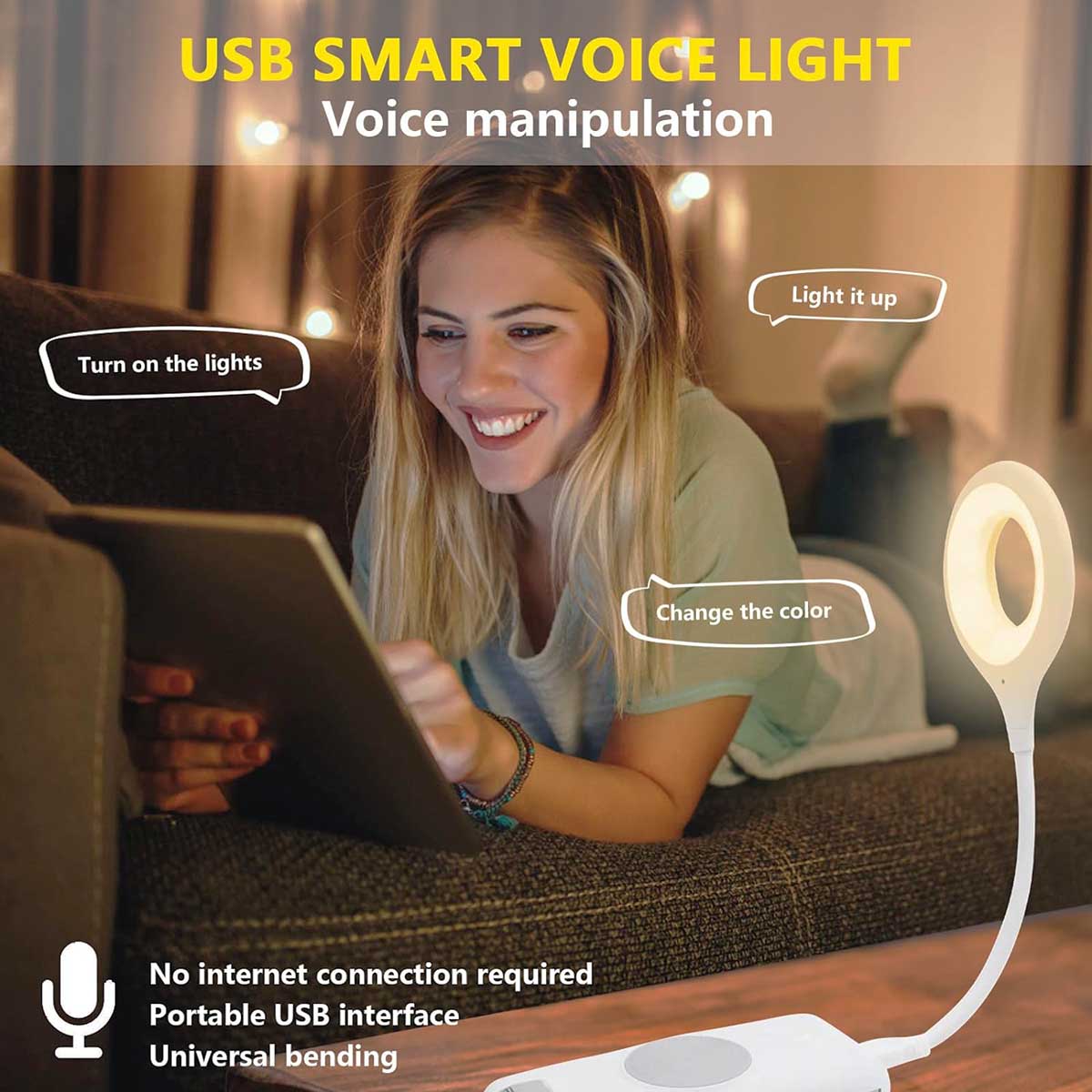 Voice Control USB Light for Laptop Keyboard Sound Control 3 Color 4 Lvls