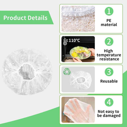 100 Pcs Fresh Stretch Plastic Bags Food Covers
