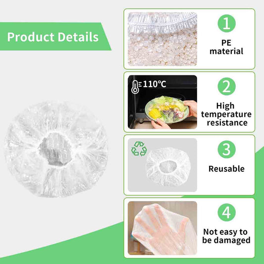 100 Pcs Fresh Stretch Plastic Bags Food Covers