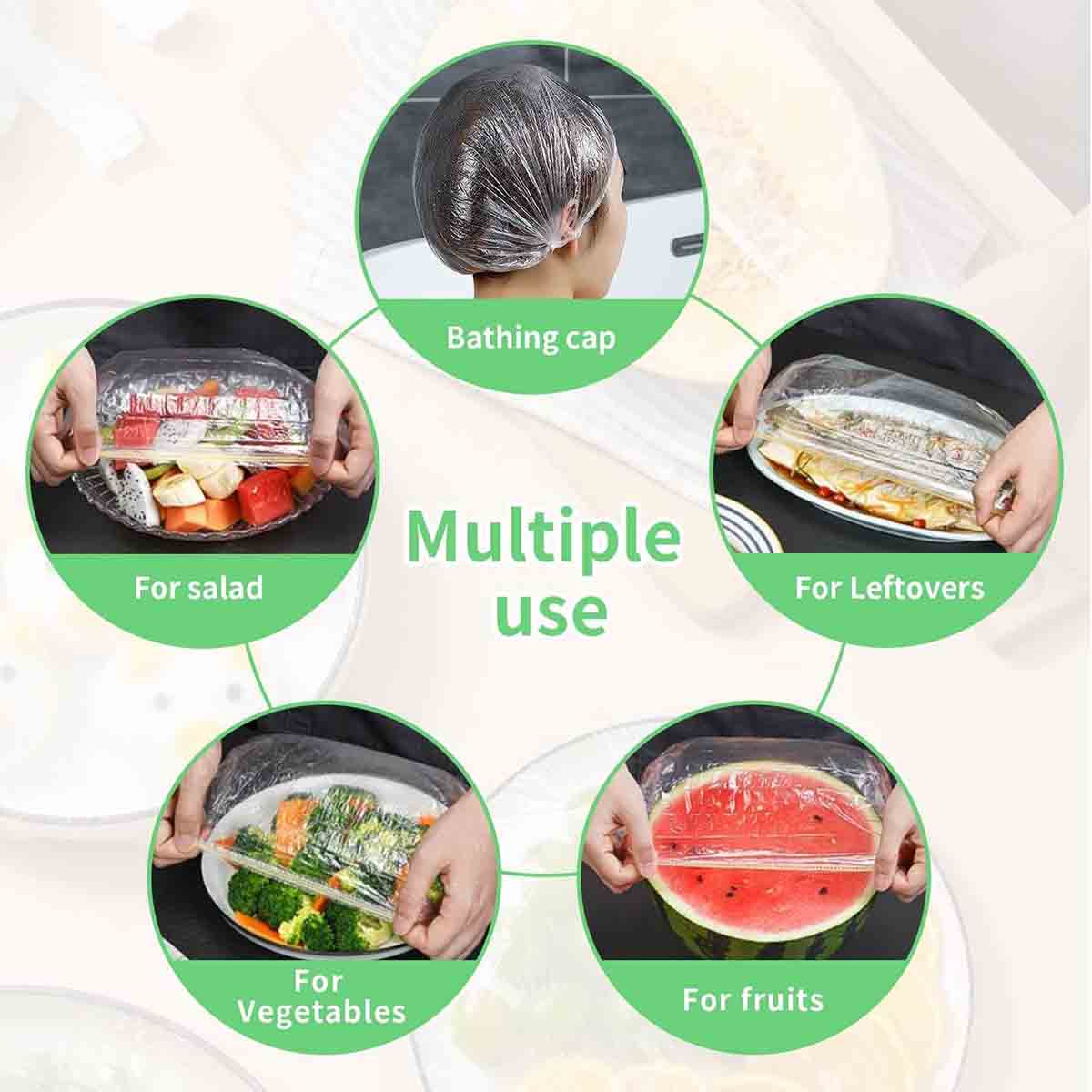100 Pcs Fresh Stretch Plastic Bags Food Covers