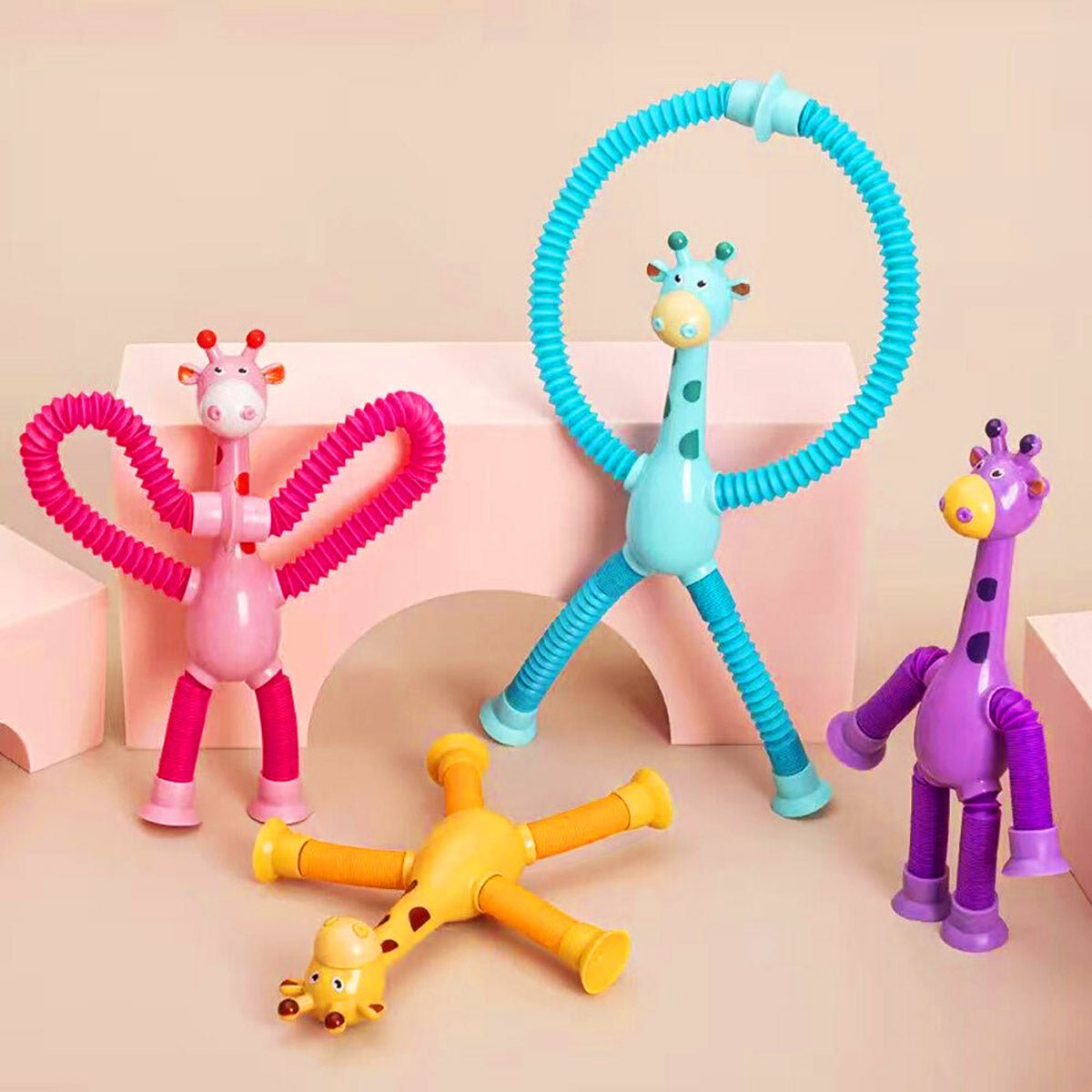 2 Pcs Giraffe Telescopic Sucker Pop Shape Changing Fidget Toys Kids