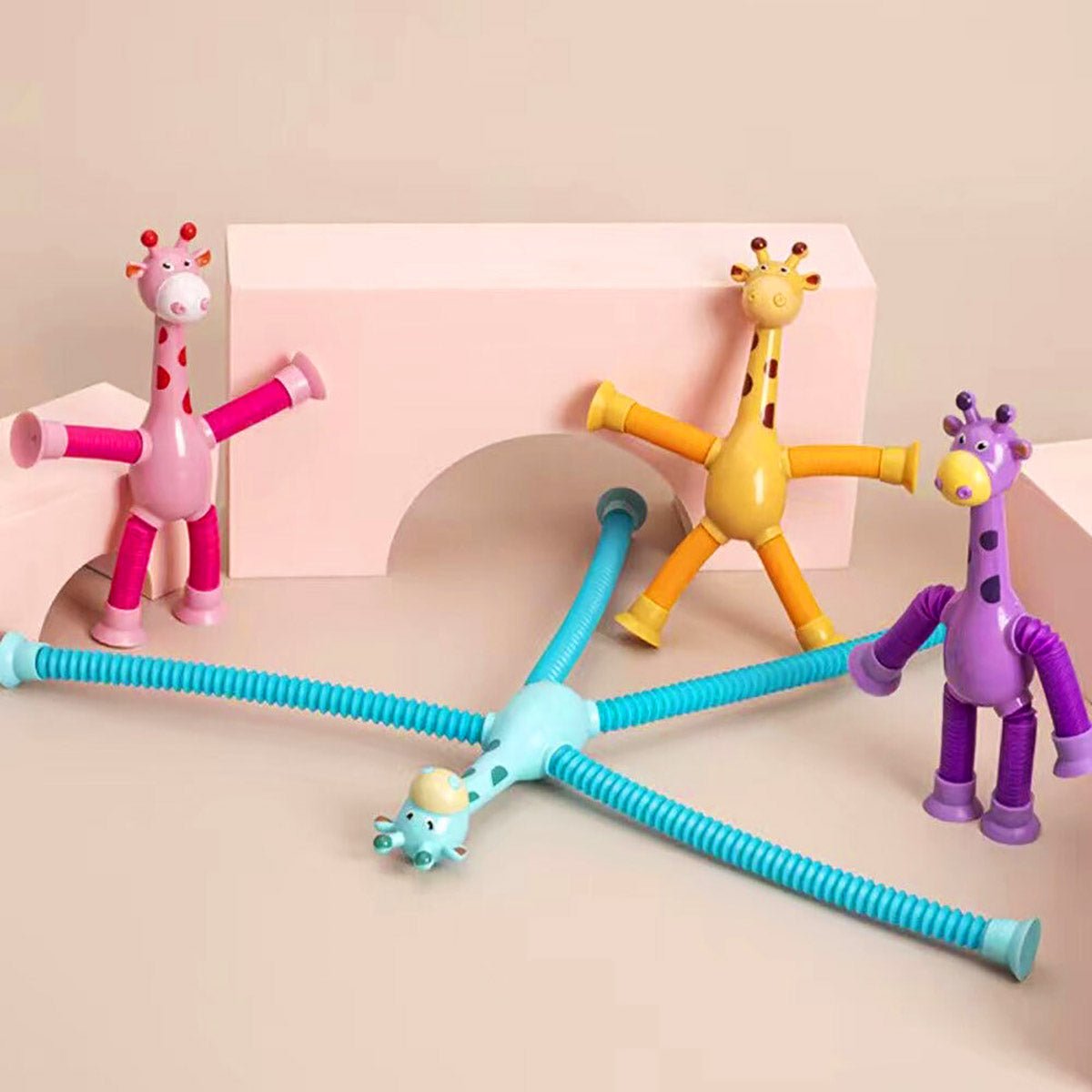 2 Pcs Giraffe Telescopic Sucker Pop Shape Changing Fidget Toys Kids