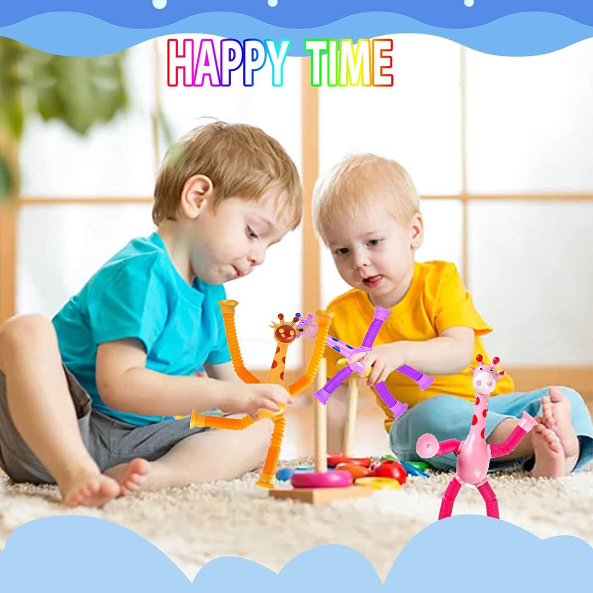 2 Pcs Giraffe Telescopic Sucker Pop Shape Changing Fidget Toys Kids