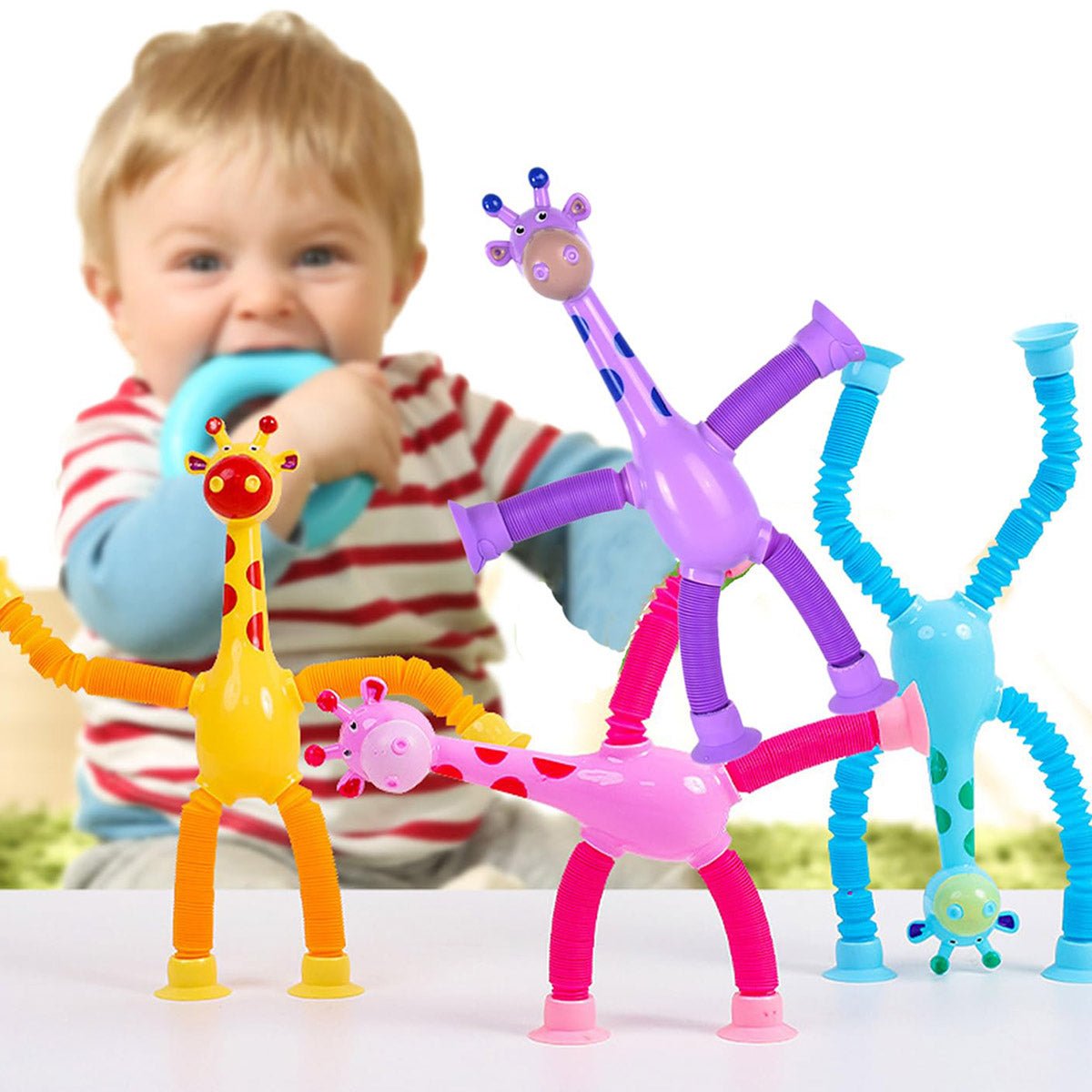 2 Pcs Giraffe Telescopic Sucker Pop Shape Changing Fidget Toys Kids