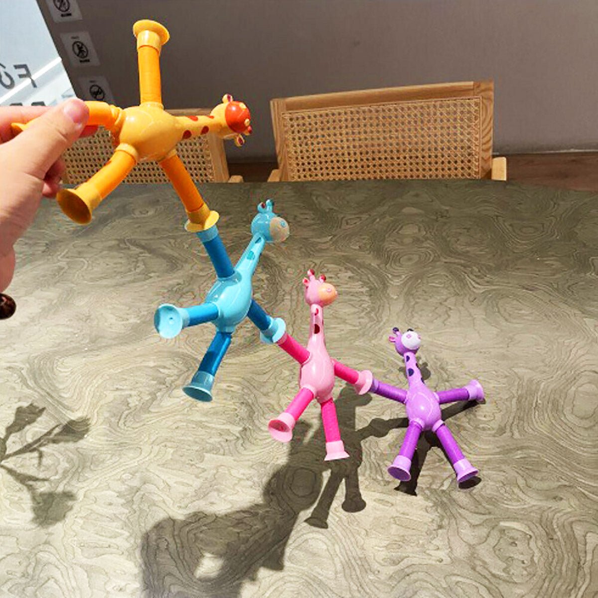 2 Pcs Giraffe Telescopic Sucker Pop Shape Changing Fidget Toys Kids