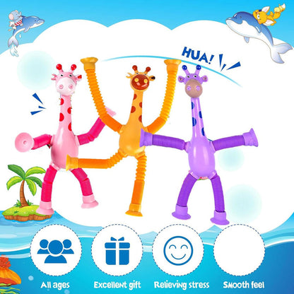 2 Pcs Giraffe Telescopic Sucker Pop Shape Changing Fidget Toys Kids