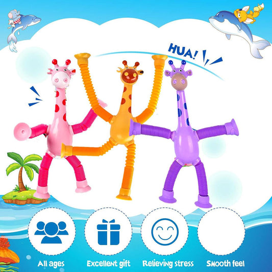 2 Pcs Giraffe Telescopic Sucker Pop Shape Changing Fidget Toys Kids