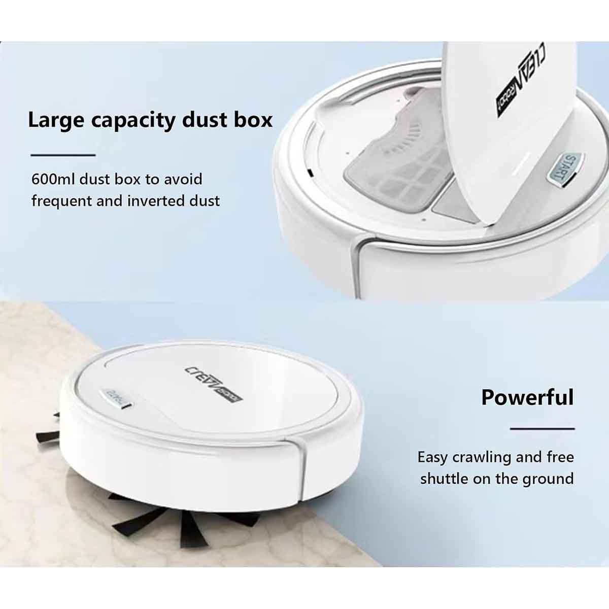 3 in 1 Robotic Vacuum Cleaner with Watertank Dustbin Brush