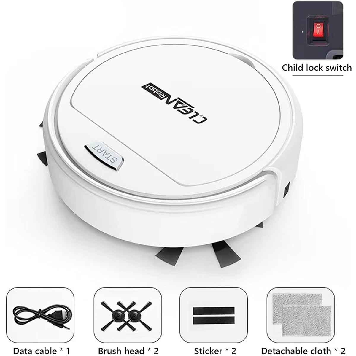 3 in 1 Robotic Vacuum Cleaner with Watertank Dustbin Brush