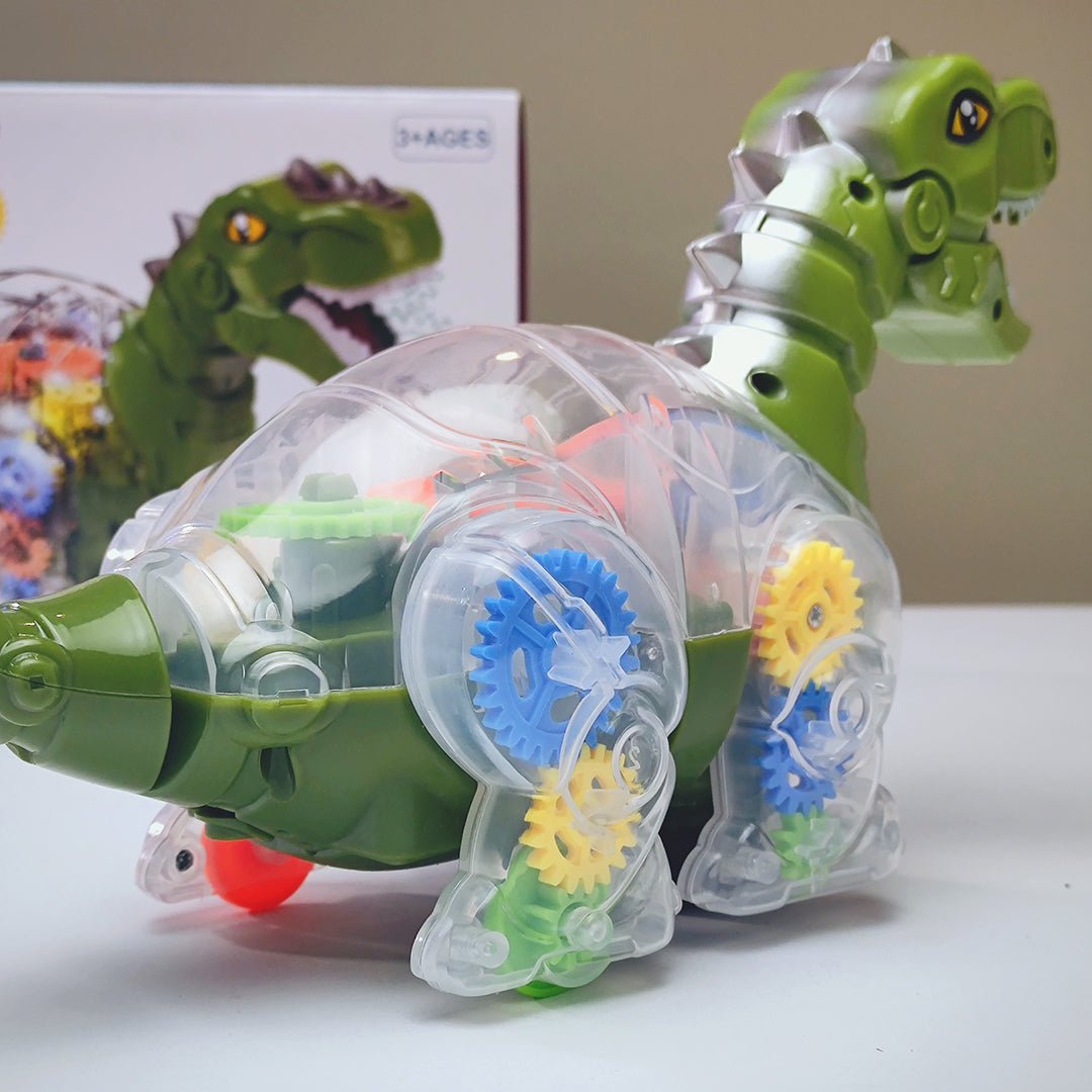 3D Transparent Gear Dinosaur with Music and Lights Toy