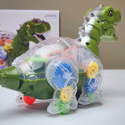 3D Transparent Gear Dinosaur with Music and Lights Toy