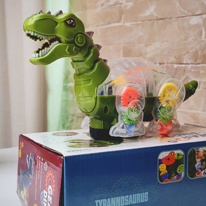 3D Transparent Gear Dinosaur with Music and Lights Toy
