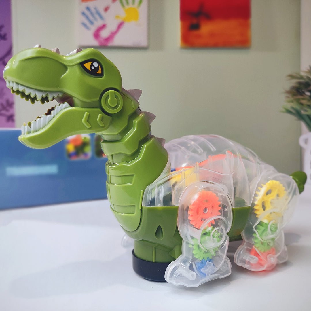 3D Transparent Gear Dinosaur with Music and Lights Toy