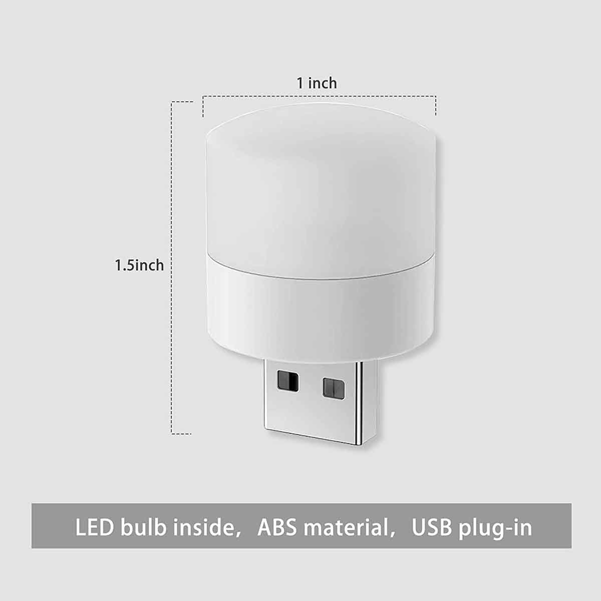 5 Pcs USB LED Light Compact Bulb Portable Ambient Lamp
