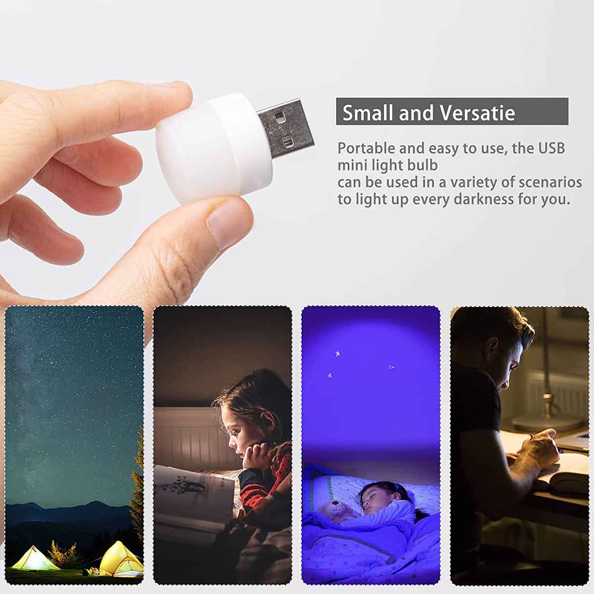 5 Pcs USB LED Light Compact Bulb Portable Ambient Lamp