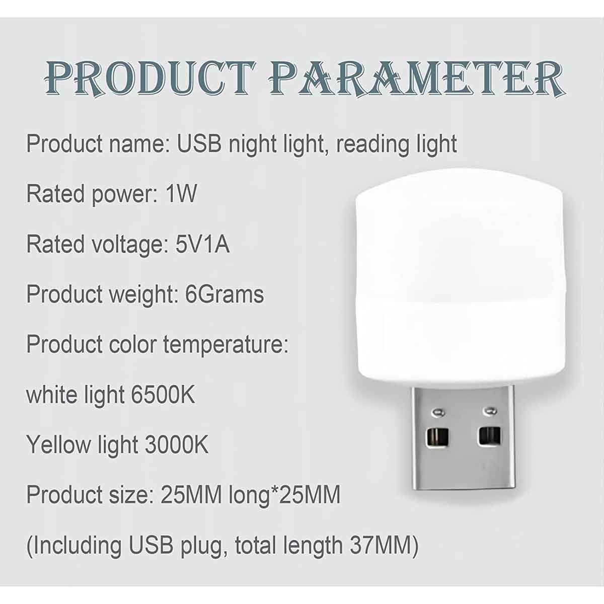 5 Pcs USB LED Light Compact Bulb Portable Ambient Lamp