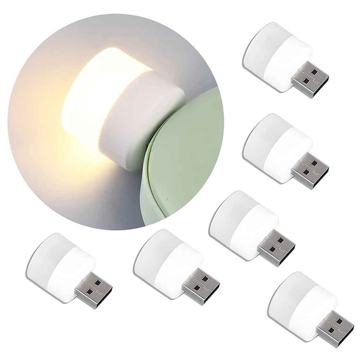 5 Pcs USB LED Light Compact Bulb Portable Ambient Lamp
