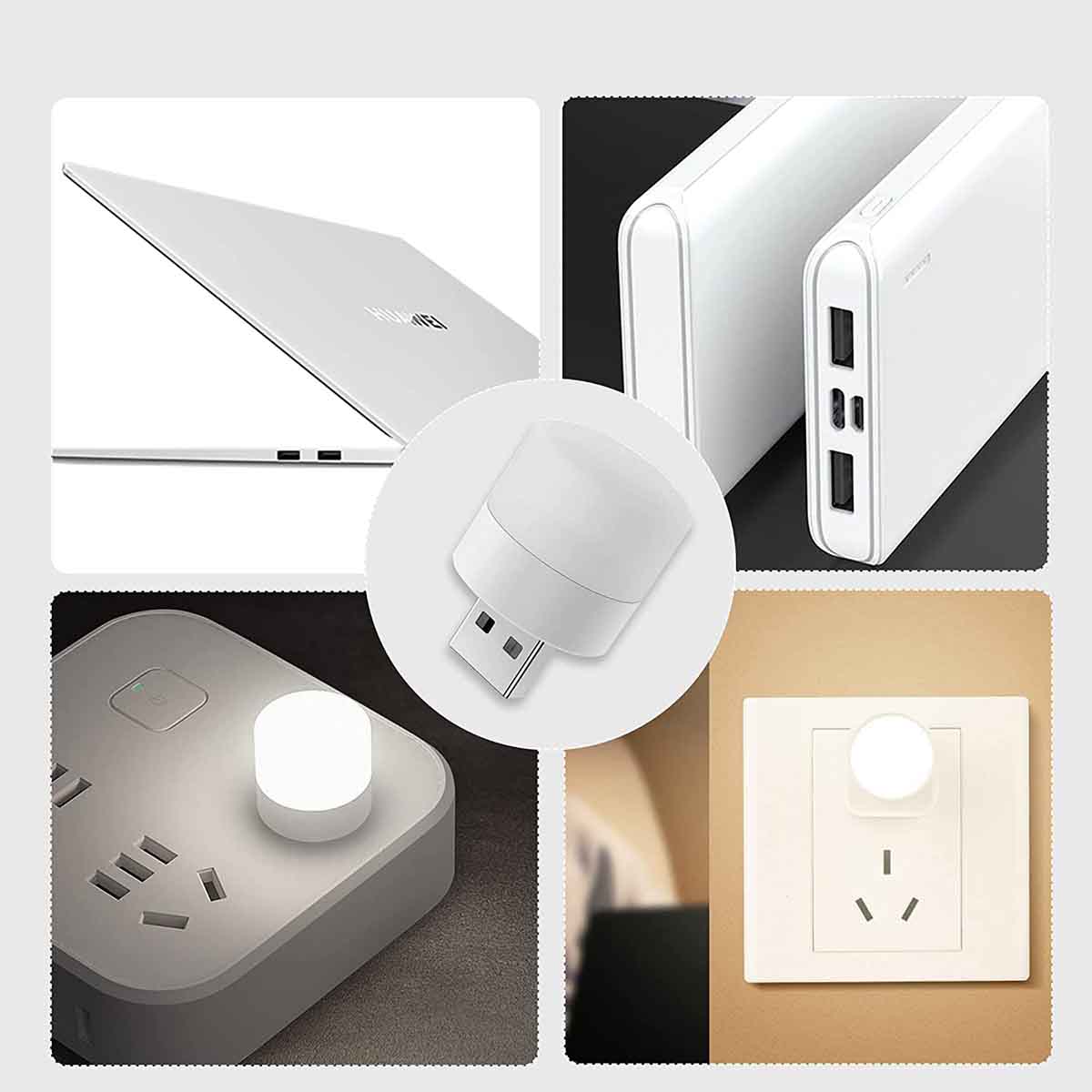 5 Pcs USB LED Light Compact Bulb Portable Ambient Lamp