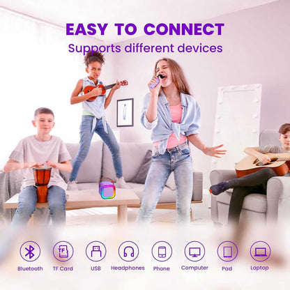 Mini Karaoke Machine Portable Bluetooth Speaker with Wireless Microphone