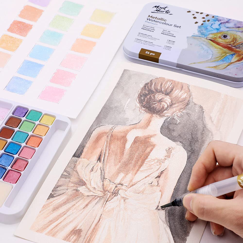 21 Pcs Mont Marte Metallic Watercolor Set