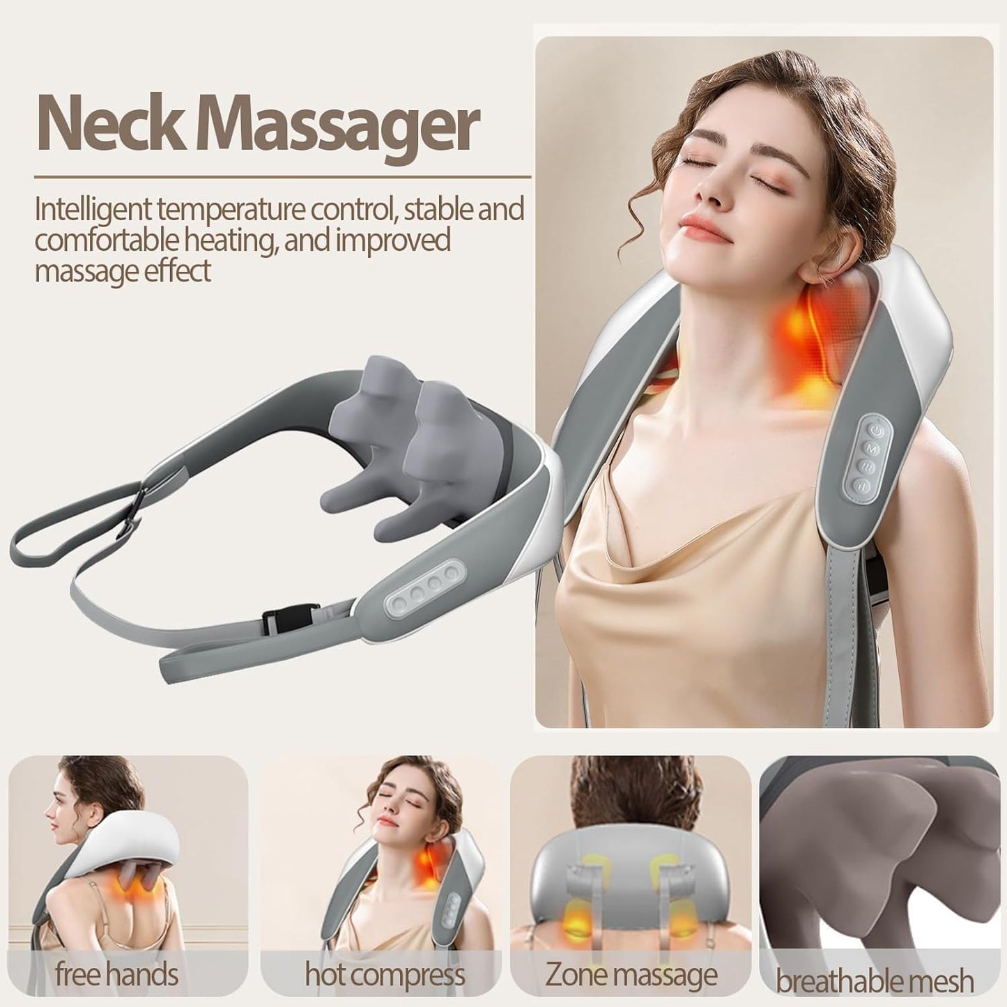Smart Neck Massager – Deep Tissue Heat & Vibration Therapy