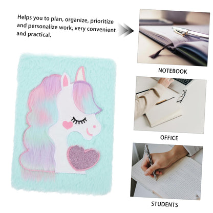 Unicorn Cartoon Plush Cover Notebook