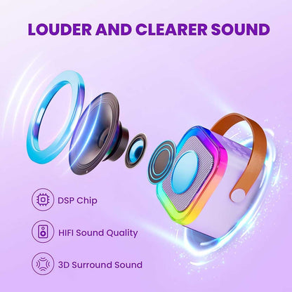 Mini Karaoke Machine Portable Bluetooth Speaker with Wireless Microphone