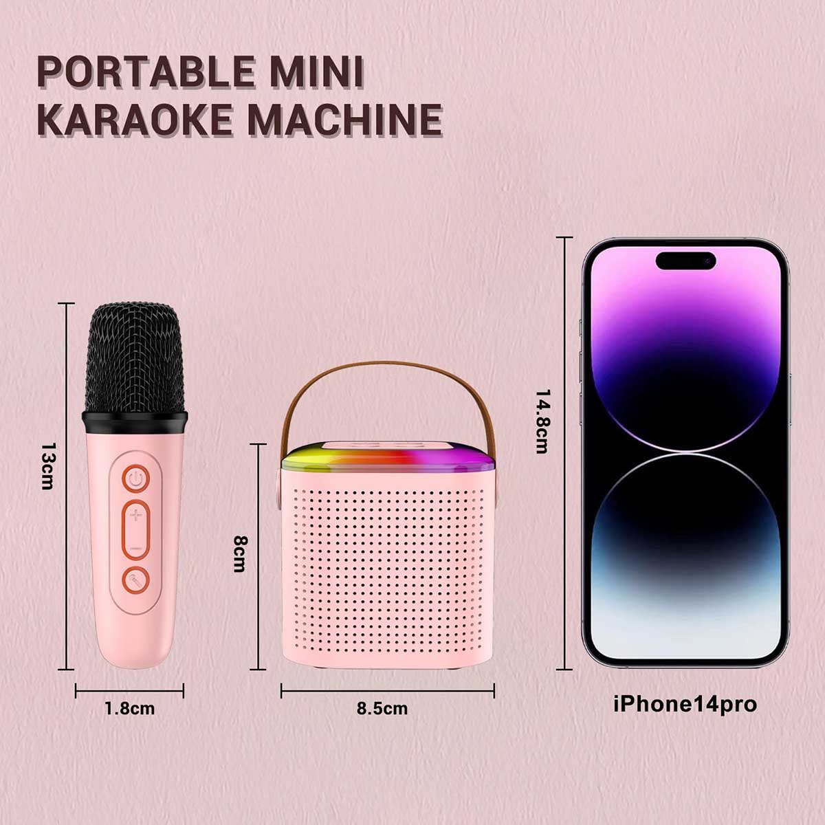 Mini Karaoke Machine Portable Bluetooth Speaker with Wireless Microphone