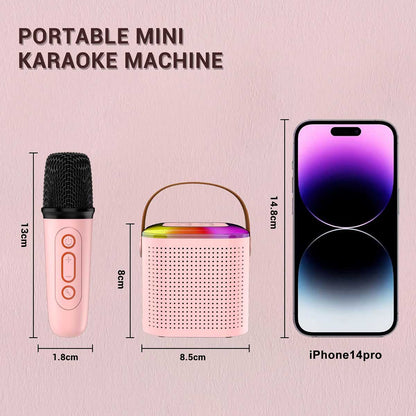 Mini Karaoke Machine Portable Bluetooth Speaker with Wireless Microphone