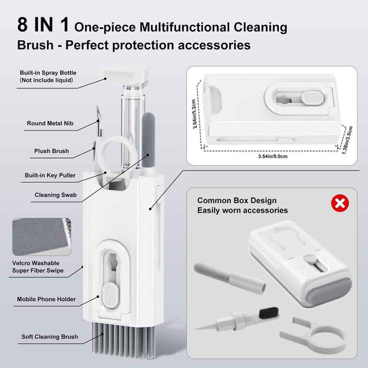 8 in 1 Keyboard Cleaner Kit with Brush for Earbuds PC ETC