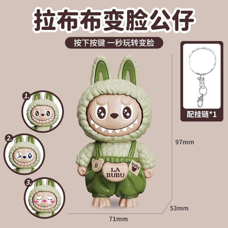 Labubu Face Changing Doll Pendant Trendy Cartoon Gift Keychain Pendant Children's Stress Relief Toy