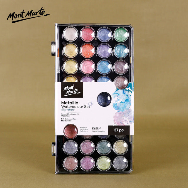Mont Marte Metallic Watercolour Set 37 Pcs