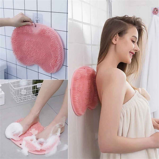 Bathroom Back Scrubber Wall Mounted Suction Cup Silicone